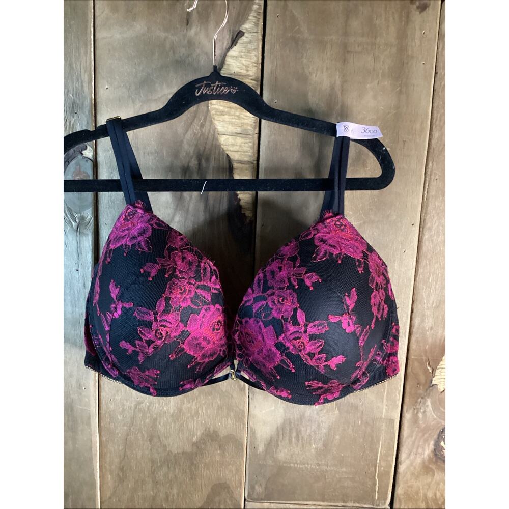 Victoria's Secret Black Bra with Hot Pink Floral Lace